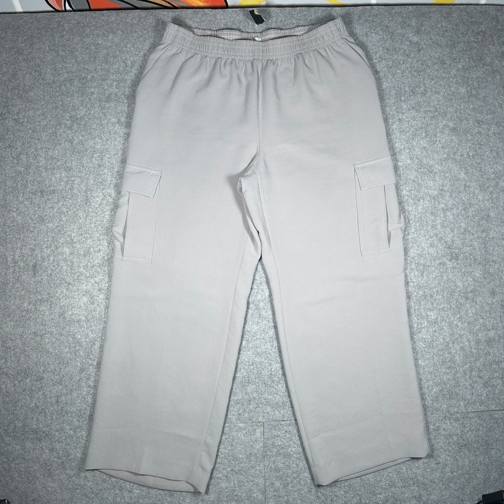 Wilfred Aritza Cargo Pants Women XL Grey Wide Leg Elastic Waist Utility Pockets